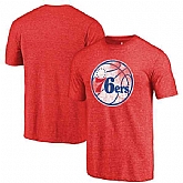 Philadelphia 76ers Fanatics Branded Red Distressed Logo Tri Blend T-Shirt,baseball caps,new era cap wholesale,wholesale hats